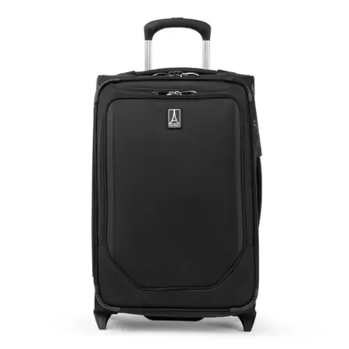 Front. Travelpro - Travelpro Crew Classic Lightweight Softside Expandable 22" Carry On Rollaboard - Black.