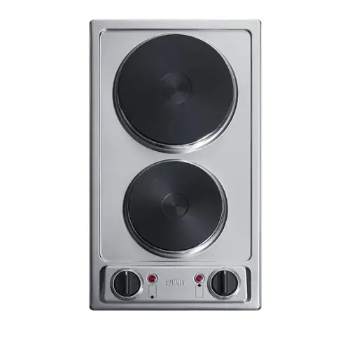 Front. SUMMIT - 12" Wide 115V 2-Burner Solid Disk Cooktop - Silver.