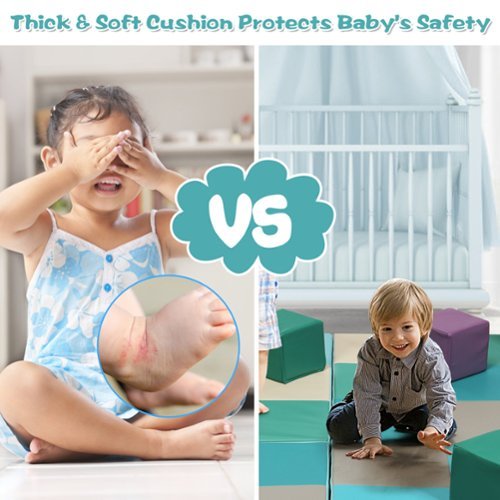 Costway 58'' Toddler Foam Play Mat Baby Folding Activity Floor Mat Home Daycare School - Multi-color BUY IN EUROPE