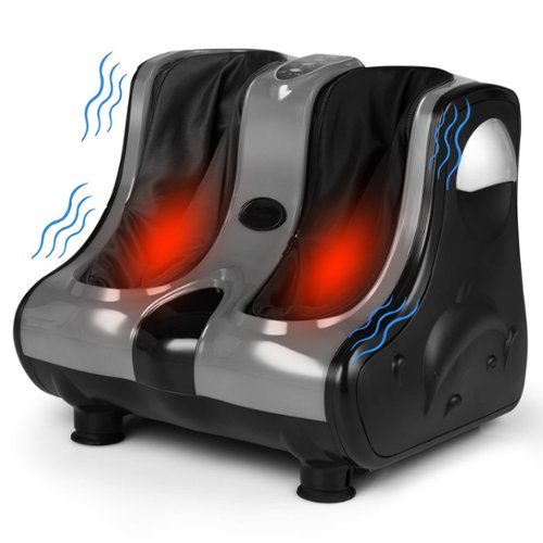 Costway Foot & Calf Massager with Heat Vibration Deep Kneading Shiatsu Foot Massage Machine Grey - Grey