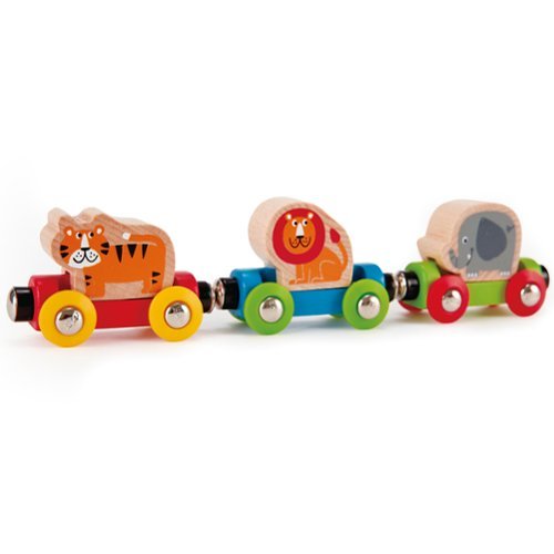 Hape - Hape: Jungle Journey Train - 3 Magnetic Linking Toy Trains, 18 Months+