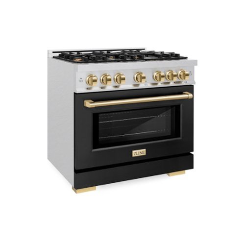 ZLINE Autograph 36" Select DuraSnow® Gas Range w/ Black Door & Gold Accents (HGRSZ-BLM-36-G)