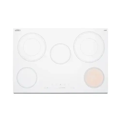 Front. SUMMIT - 30" Wide 208-240V 5-Burner Radiant Cooktop - White.