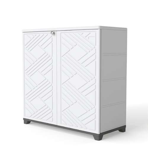 Yardgrace - Outdoor Storage Locker 34.3 in. x 15.1 in. x 33.5 in Resin Large Waterproof 80 Gal. Deck Box - White No Shelves-Front_Standard 