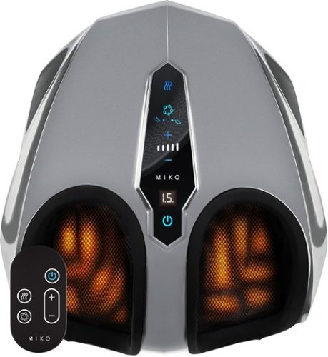 Miko - Shiatsu Foot Massager with Heat – Deep Kneading, Rolling & Air Compression, 5 Pressure Levels, Pain Relief for Plan - Silver-Front_Standard 