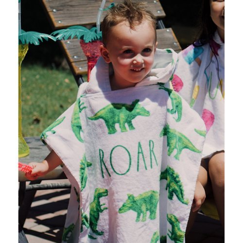 Salus Brands, LLC Rae Dunn: Roar Kids Hooded Towel & 12 Beach Ball - Dinosaur 48x 24 Poncho, Cotton Terry Beach Cover Up, Toddler 3+ WORLDWIDE DELIVERY