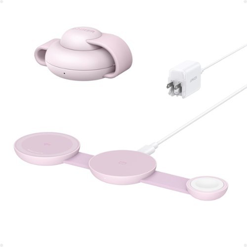 Anker - MagSafe Compatible MagGo UFO 3-in-1 Charger, Foldable Travel Charging Pad - Pink Aura-Front_Standard 