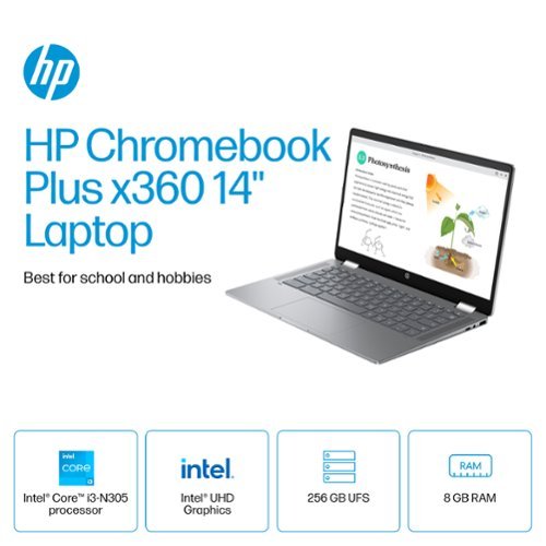 HP 14 2-in-1 Full HD Touch-Screen Chromebook Plus Laptop with Google AI - Intel Core i3 - 8GB Memory - 256GB UFS - Meteor Silver WORLDWIDE DELIVERY