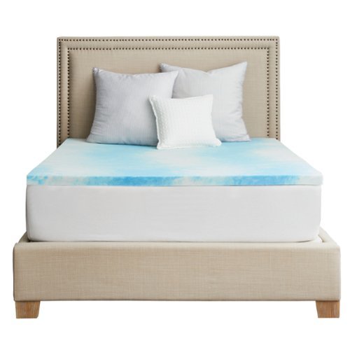 Sealy - 2” Gel Memory Foam Mattress Topper with Cover - Blue-Front_Standard 