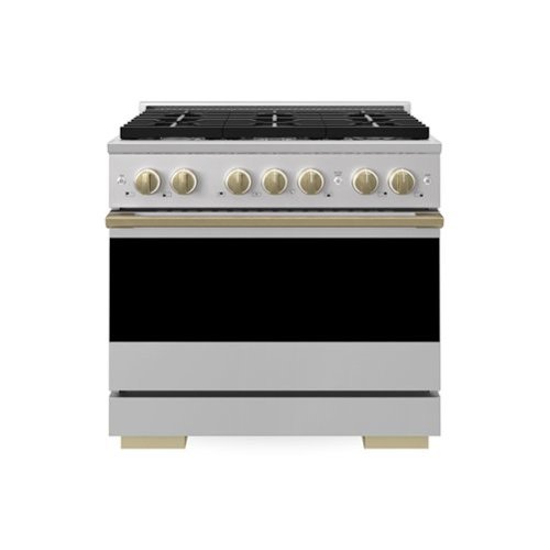 ZLINE - Autograph 36 in. 5.2 cu. ft. Marino Freestanding Gas Range with 6 Burners and Manual Clean Oven with Bronze Accents - Stainless Steel