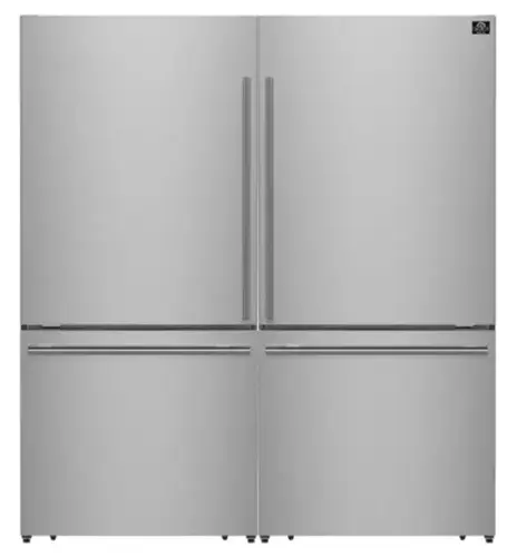 Front. Forno Appliances - Milano 34.4 Cu. Ft. Freestanding Dual Bottom Freezer Refrigerator - Stainless Steel.