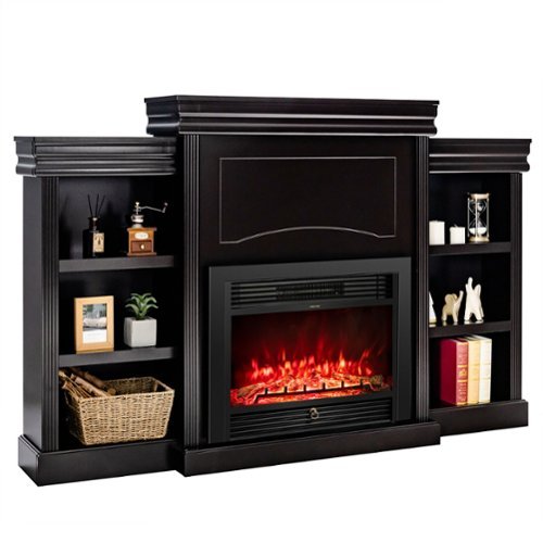 Gymax - 70'' Fireplace TV Stand Media W/ 28.5'' 750W/1500W Electric Fireplace - Black-Front_Standard 