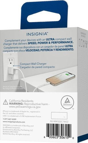 Insignia™ 20W USB-C Fast Charger for iPhone 15/14/13/12/11/X/8 series, iPhone SE - White BUY IN AUSTRALIA