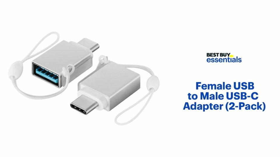 Best Buy essentials™ - Female USB to Male USB-C Adapter (2-Pack) Product Features video 0 minutes 55 seconds