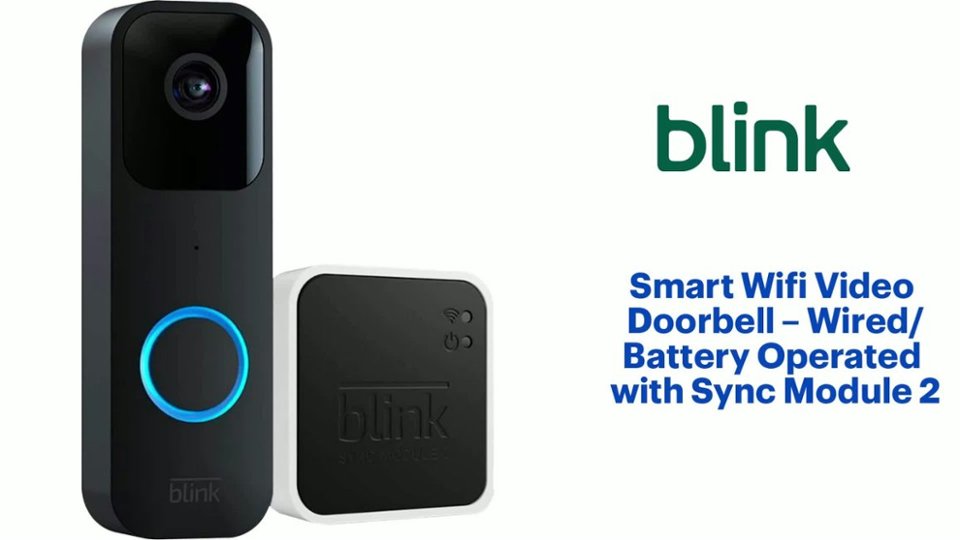 Blink - Smart Wifi Video Doorbell - Wired/Battery Operated with Sync Module 2 Features video 0 minutes 57 seconds