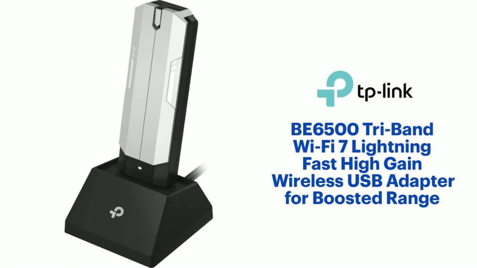 TP-Link - BE6500 Wi-Fi 7 High Gain Wireless USB Adapter - Black Product Features video 1 minutes 35 seconds