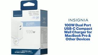 Insignia - 100W Dual Port USB-C Compact Wall Charger for MacBook Pro & Other Devices - Features video 0 minutes 52 seconds