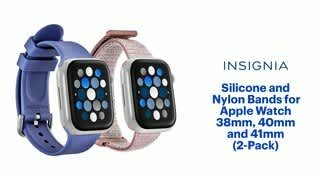 Insignia - Silicone and Nylon Bands for Apple Watch 38mm, 40mm and 41mm (2-Pack) Features video 1 minutes 23 seconds