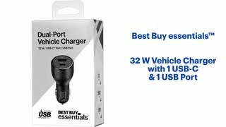 Best Buy essentials - 32 W Vehicle Charger with 1 USB-C & 1 USB Port - Black Features video 0 minutes 45 seconds