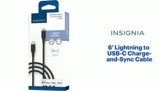 Insignia - 6' Lightning to USB-C Charge-and-Sync Cable Features video 1 minutes 05 seconds