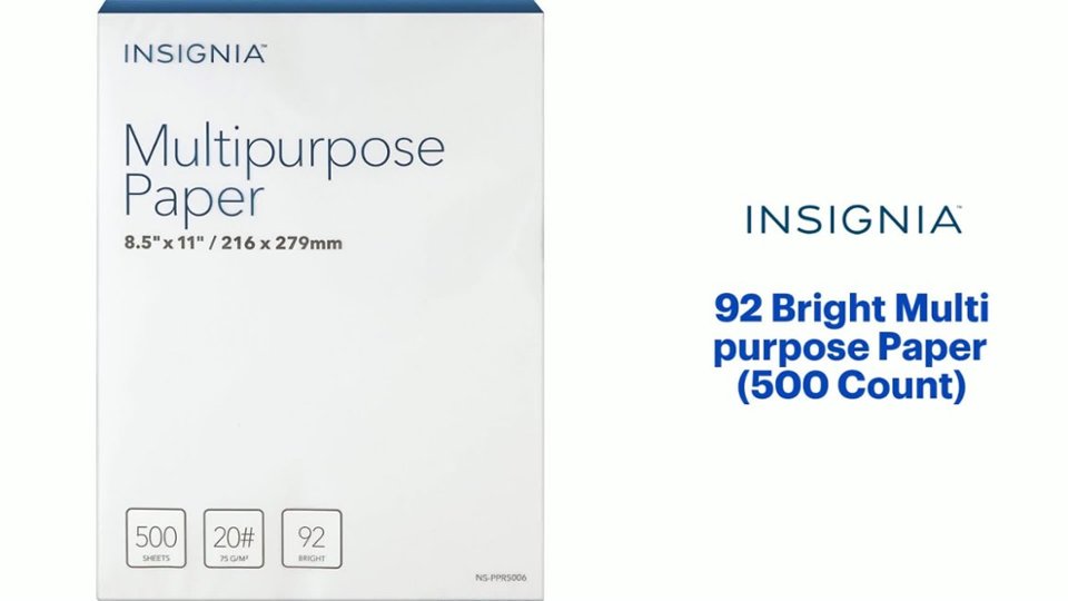 Insignia - 92 Bright Multipurpose Paper Features video 0 minutes 38 seconds