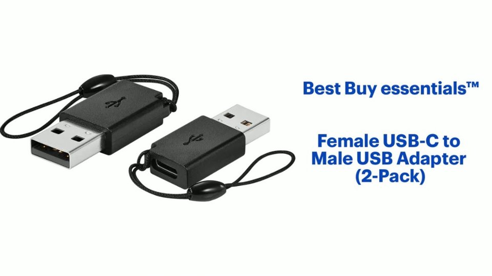 Best Buy essentials™ - Female USB-C to Male USB Adapter (2-Pack) Features video 1 minutes 14 seconds