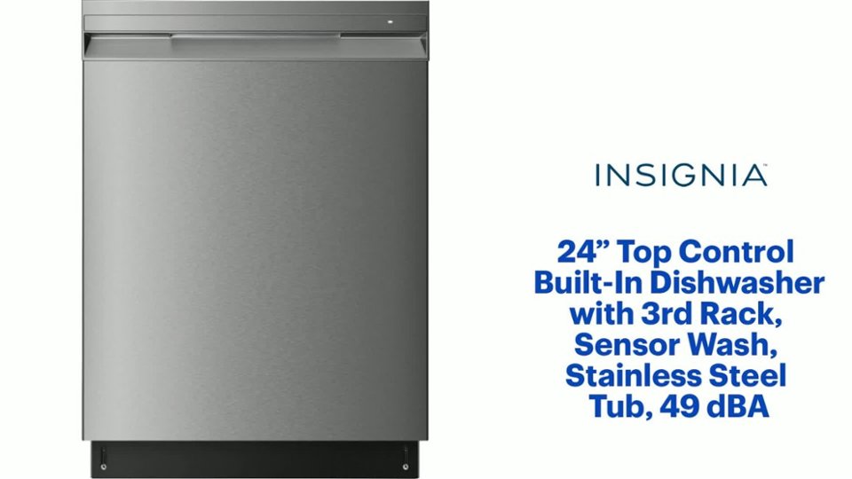 Insignia - Top Control Built-In Dishwasher with Recessed Handle Features video 1 minutes 50 seconds
