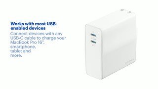 140W Dual Port USB-C Compact Wall Charger Kit for MacBook Pro 16" & Other Devices Features video 1 minutes 21 seconds