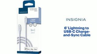 Insignia - 6' Lightning to USB-C Charge-and-Sync Cable Features video 1 minutes 05 seconds