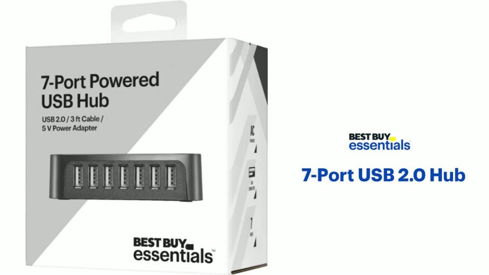Best Buy essentials™ - 7-Port USB 2.0 Hub Features video 1 minutes 32 seconds