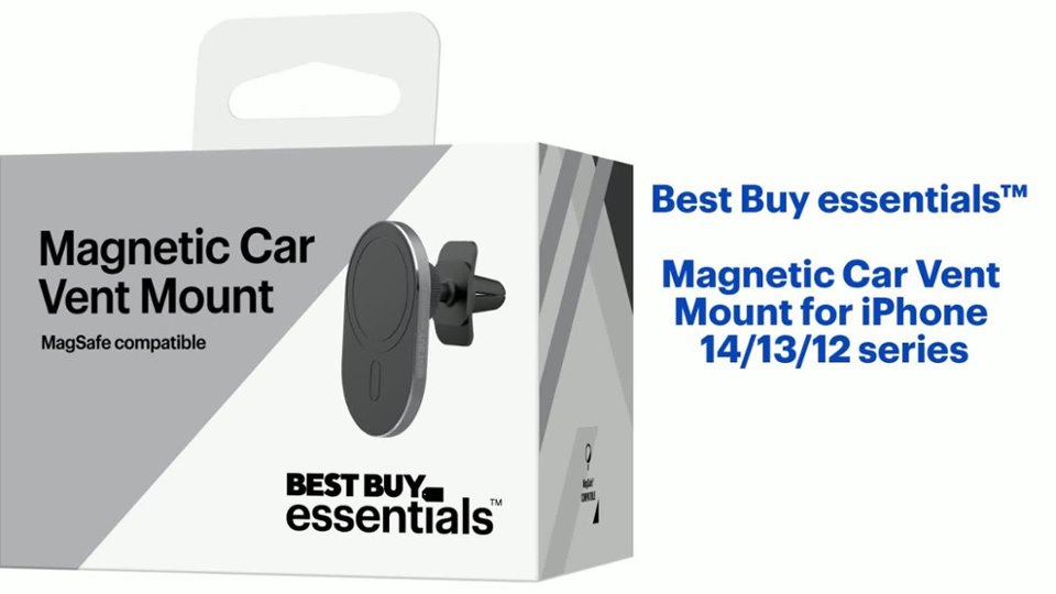 Best Buy essentials - Magnetic Car Vent Mount for iPhone 14/13/12 series Features video 1 minutes 00 seconds