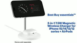 Best Buy essentials - 2-in-1 7.5W Magnetic Wireless Charger for iPhone 15/14/13/12 series + AirPods Features video 1 minutes 57 seconds