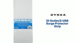 Dynex - 12-Outlet/2-USB Surge Protector Strip - Black Features video 0 minutes 36 seconds