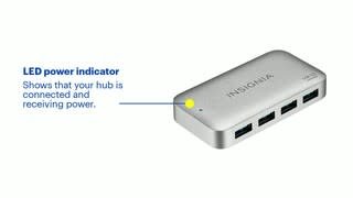 Insignia - 4-Port USB 3.0 Powered Hub - Metallic Gray Features video 1 minutes 22 seconds