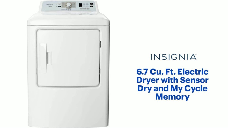 Insignia - 6.7 Cu. Ft. Electric Dryer Features video 1 minutes 44 seconds