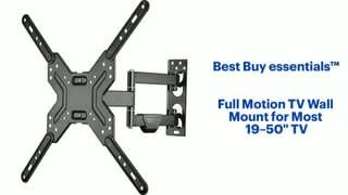 Best Buy essentials - Full Motion TV Wall Mount for Most 19"-50" TVs Features video 1 minutes 59 seconds
