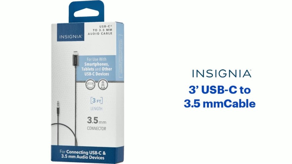 Insignia™ - 3’ USB-C to 3.5 mm Cable Features video 0 minutes 51 seconds