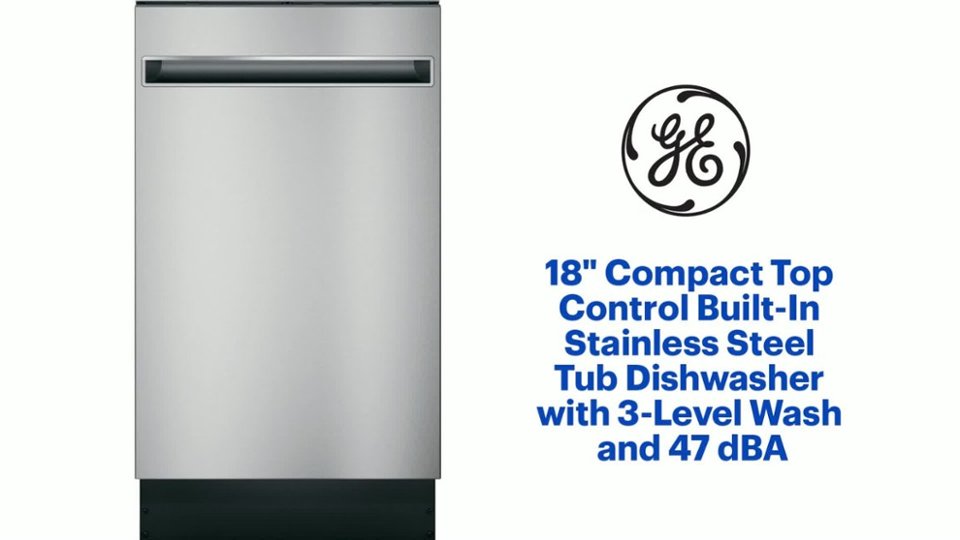GE - Profile Series 18 Top Control Built-In Dishwasher with Stainless Steel Tub Features video 1 minutes 16 seconds
