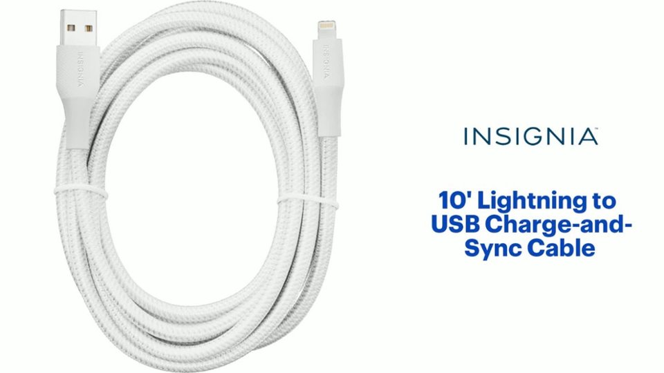 Insignia - 10' Lightning to USB Cable Features video 0 minutes 41 seconds
