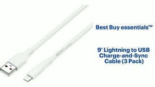 Best Buy essentials - 9' Lightning to USB Charge-and-Sync Cable (3 Pack) - White Features video 0 minutes 36 seconds