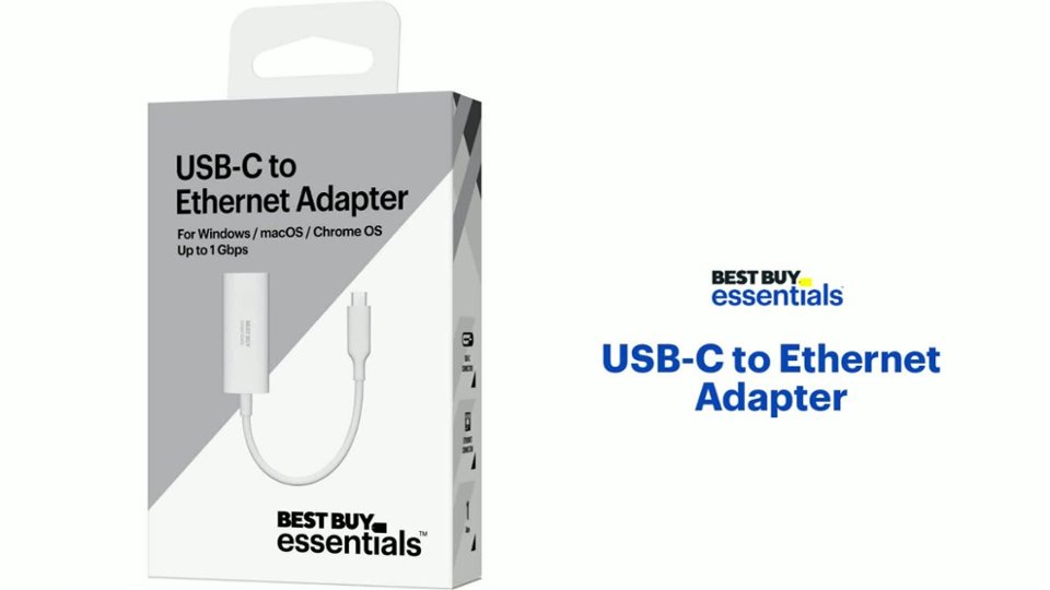 Best Buy essentials™ - USB-C to Ethernet Adapter Features video 1 minutes 15 seconds