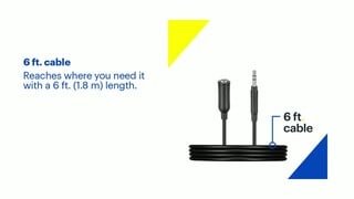 Best Buy essentials - 6' 3.5mm Male-to-Female Audio Extension Cable - Black Features video 1 minutes 15 seconds