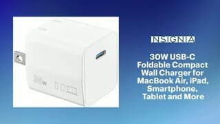 Insignia - 30W USB-C Foldable Compact Wall Charger for MacBook Air, iPad, Smartphone, Tablet and More Features video 1 minutes 05 seconds
