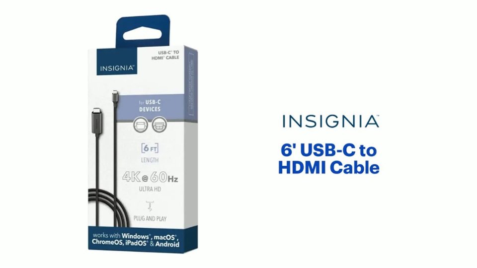Insignia™ - 6' USB-C to HDMI Cable Features video 1 minutes 25 seconds