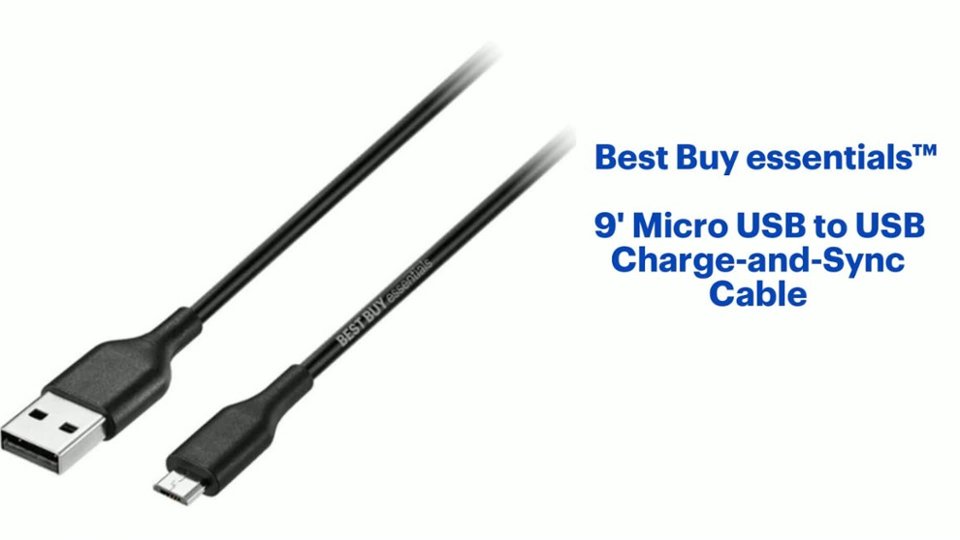 Best Buy essentials - 9' Micro USB to USB Charge-and-Sync Cable Features video 1 minutes 00 seconds