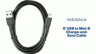 Insignia - 6' USB to Mini-B Charge-and-Sync Cable - Black Features video 0 minutes 54 seconds