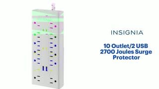 Insignia - 10 Outlet/2 USB 2700 Joules Surge Protector Features video 0 minutes 52 seconds