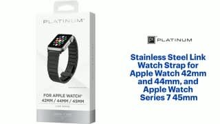 Stainless Steel Link Watch Strap for Apple Watch 42mm and 44mm, and Apple Watch Series 7 45mm - Black Features video 0 minutes 50 seconds