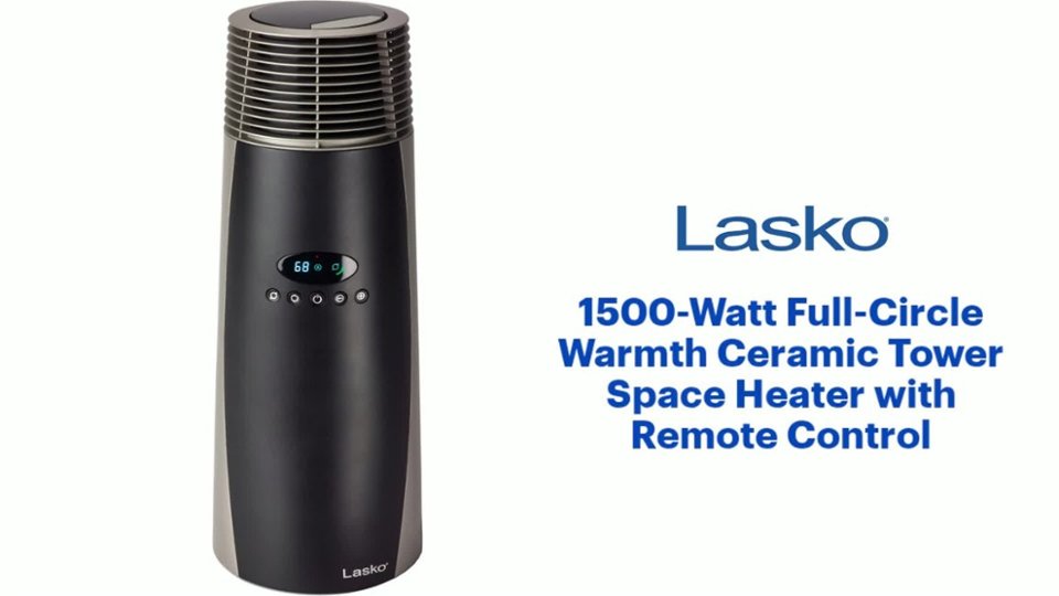 1500-Watt Full-Circle Warmth Ceramic Tower Space Heater Features video 2 minutes 02 seconds