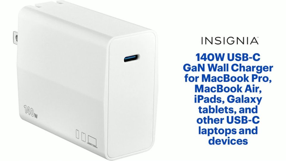 Insignia™ 140W USB-C GaN Wall Charger Features video 1 minutes 04 seconds